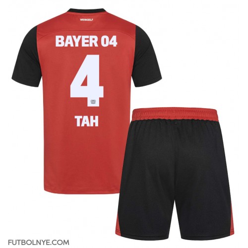 Camiseta Bayer Leverkusen Jonathan Tah #4 Primera Equipación para niños 2024-25 manga corta (+ pantalones cortos)